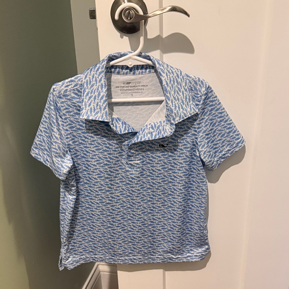 Vineyard Vines Light Blue and White Polo